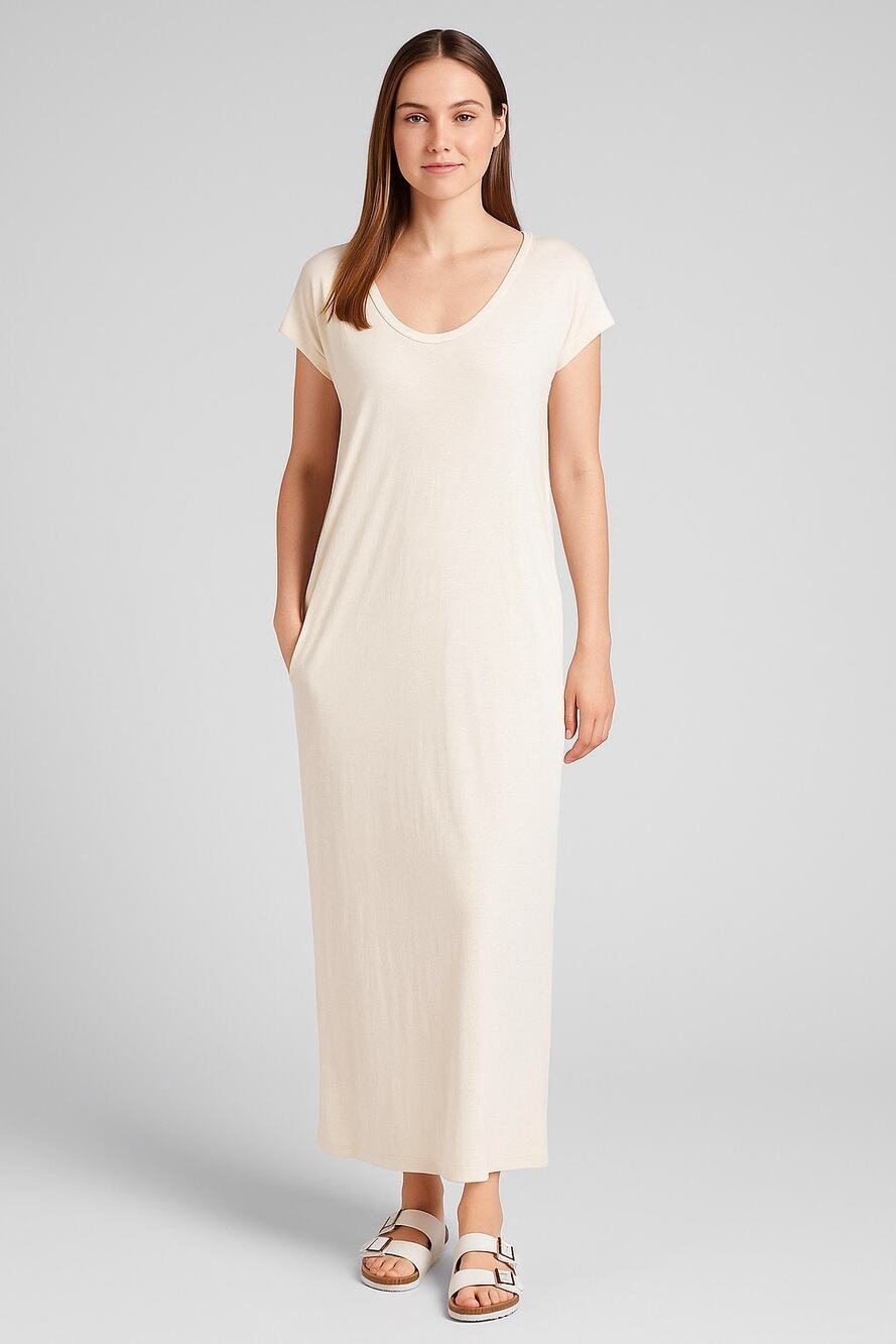 Athleta Martinique Maxi Dress Asiago White Athleisure Travel Casual | Small